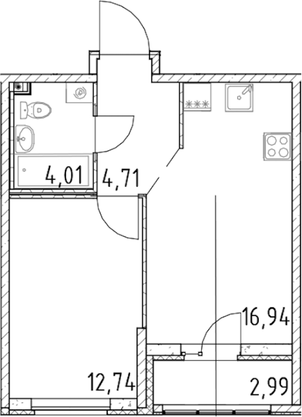 1-комнатная квартира 38.4 м², 6/23 эт., ЖК «Город Первых»